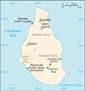 Montserrat Area Code Map