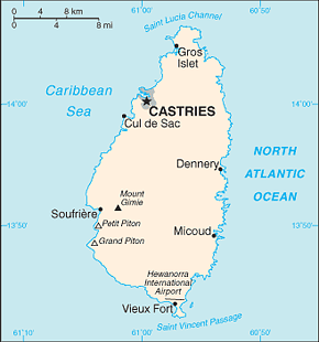 Saint Lucia Area Code Map